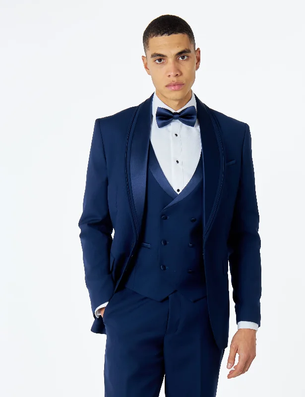 GREG – NAVY BLUE TAILORED TUXEDO WEDDING JACKET