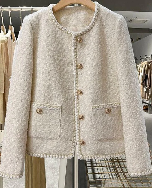 Versatile Outfits Woolen Short Tweed Jacket Women