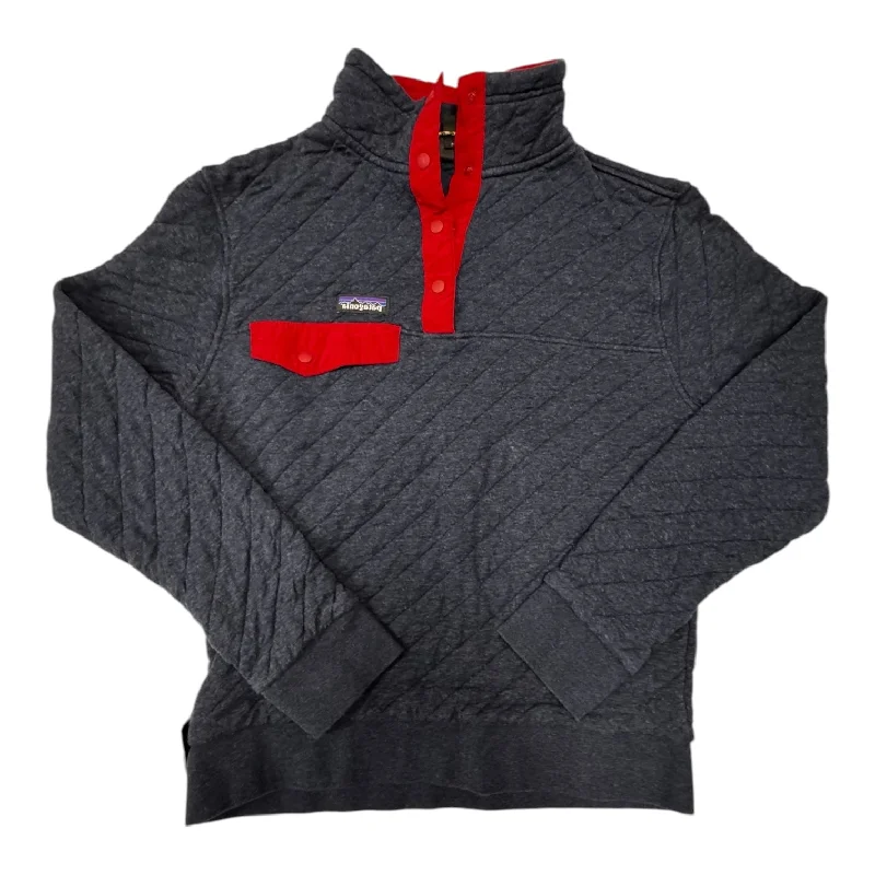 Casual Wear Athletic Top Long Sleeve Collar By Patagonia In Blue & Red, Size: S
