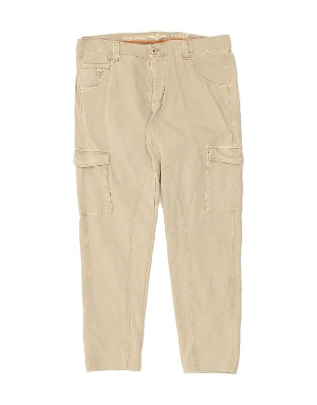 Sporty Suits AVIAZIONE NAVALE Mens Straight Cargo Trousers IT 52 XL W36 L30 Beige