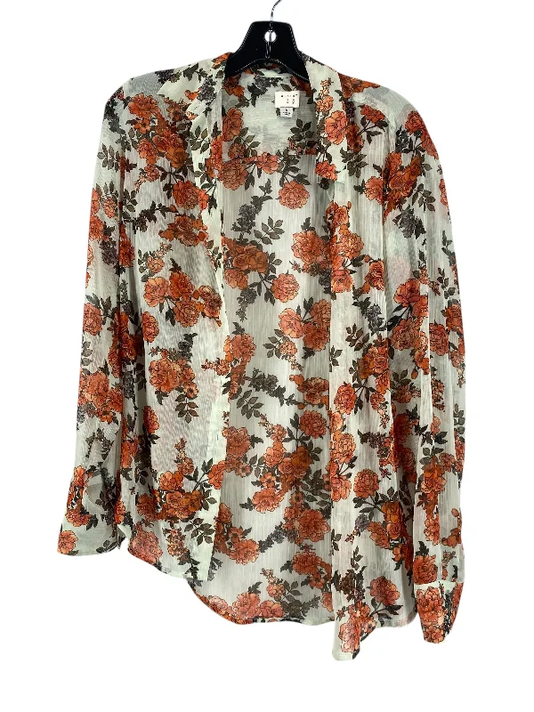 Modern Casuals Top Long Sleeve By A New Day In Floral Print, Size: M
