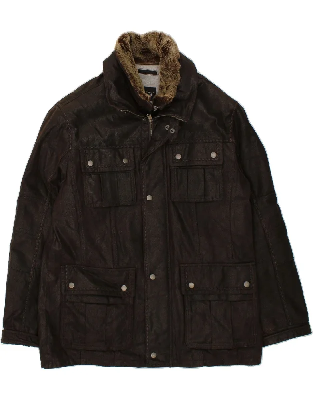 Streetwear Look MARCUCCI Mens Leather Jacket IT 52 XL Brown Leather