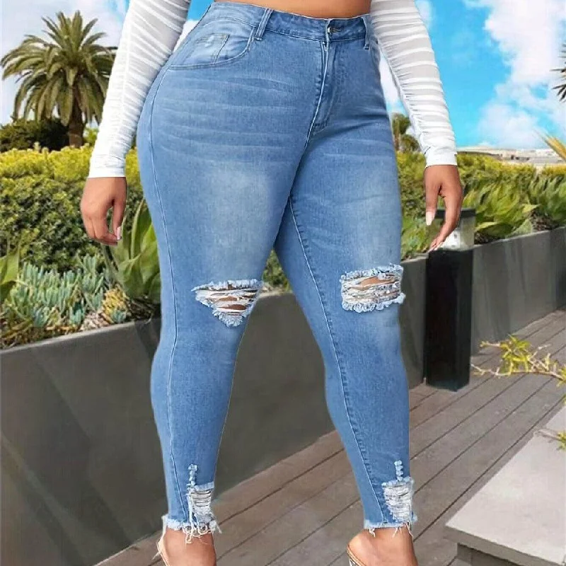 Luxury Comfort Ripped Plus Size Jeans