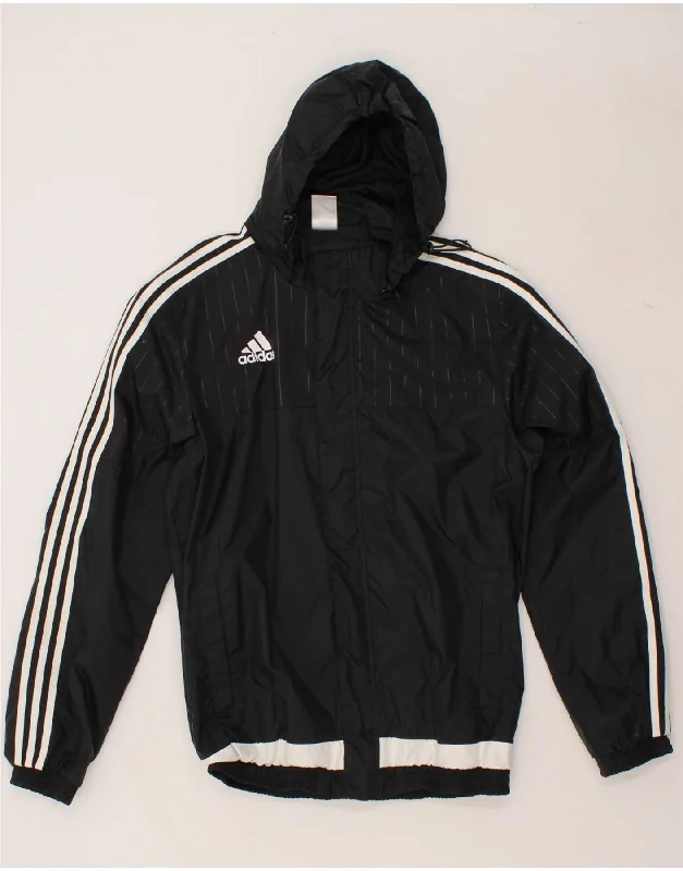 ADIDAS Mens Hooded Rain Jacket UK 38 Medium Black Nylon