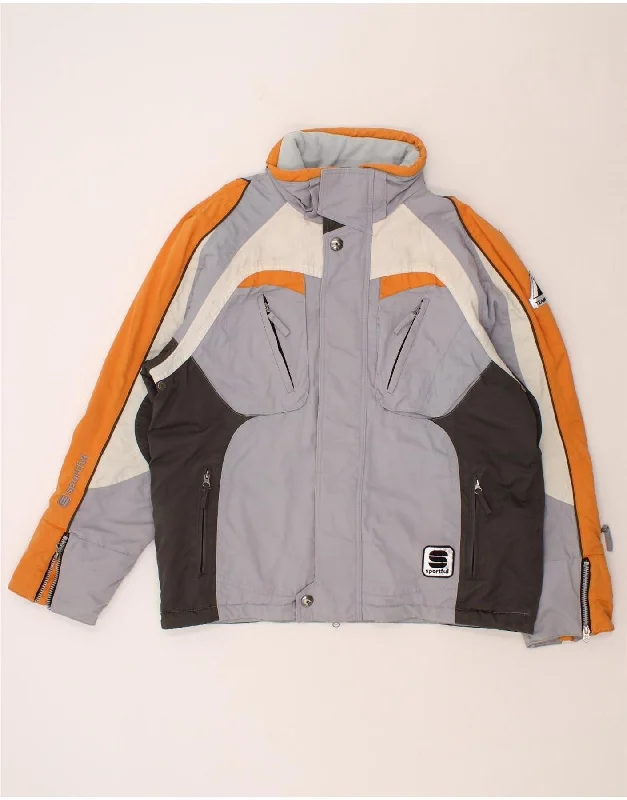 Minimalist Style SPORTFUL Mens Graphic Windbreaker Jacket UK 42 XL Grey Colourblock