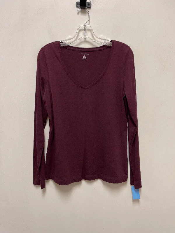 Casual Knitwear Top Long Sleeve By Lands End In Purple, Size: M