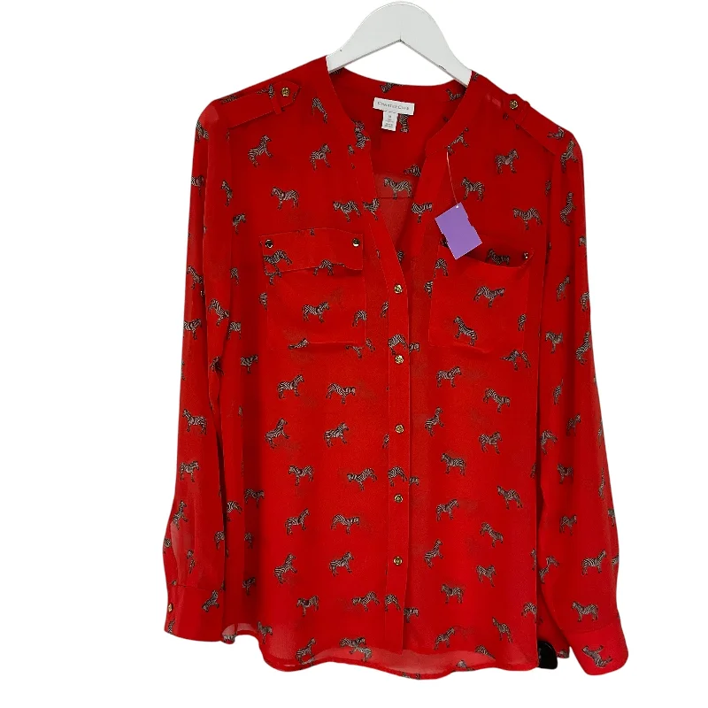 Sporty Styles Top Long Sleeve By Charter Club In Orange, Size: M