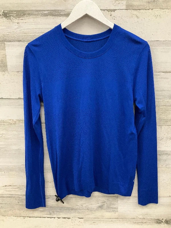 Comfortable Shoes Athletic Top Long Sleeve Crewneck By Lululemon In Blue, Size: 6
