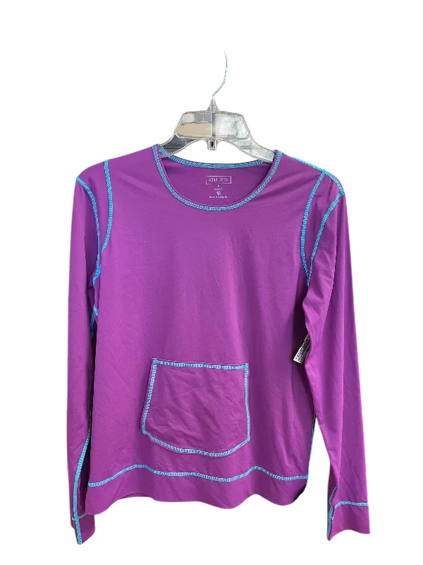 Stylish Comfort Athletic Top Long Sleeve Crewneck By Athleta In Purple, Size: M