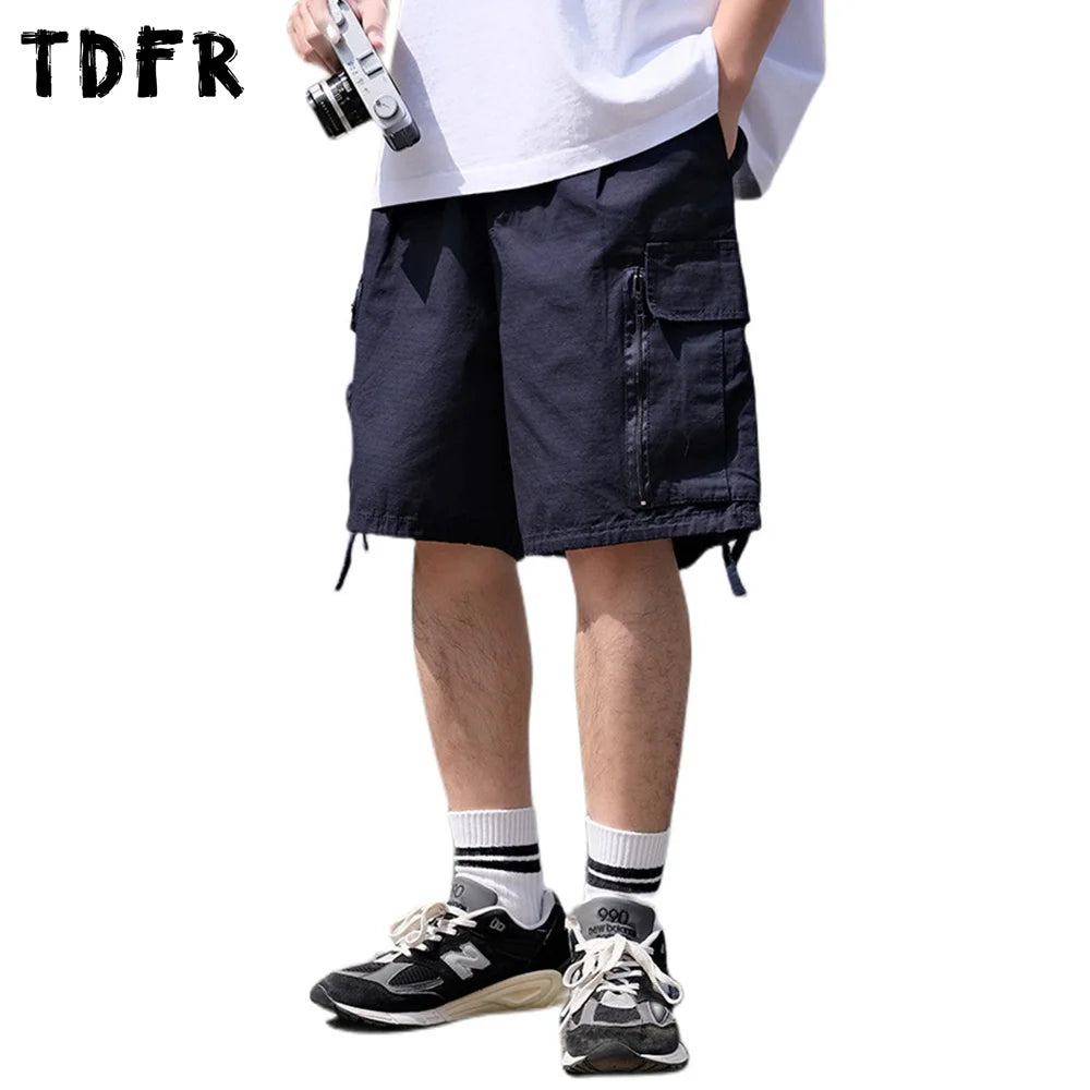 Urban Outfits Safari Style Multi-Pocket Cargo Shorts - Loose Wide Leg Knee-length Half Pants