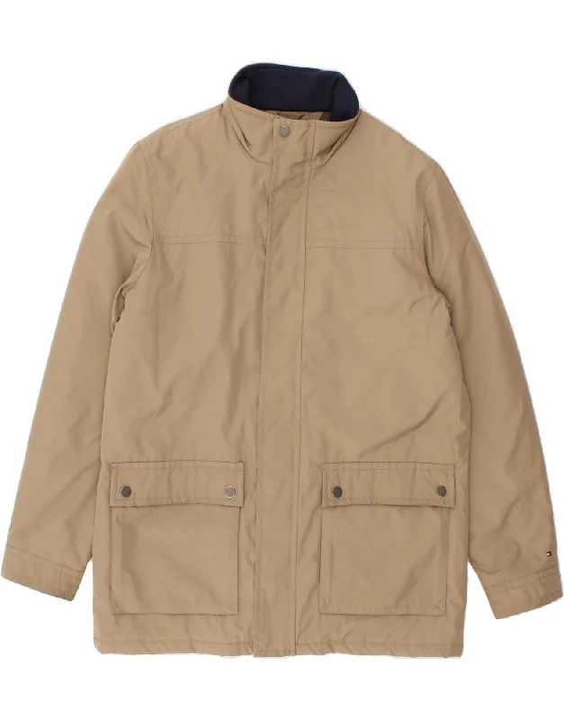 Soft Layers TOMMY HILFIGER Mens Windbreaker Coat UK 40 Large Beige Polyester