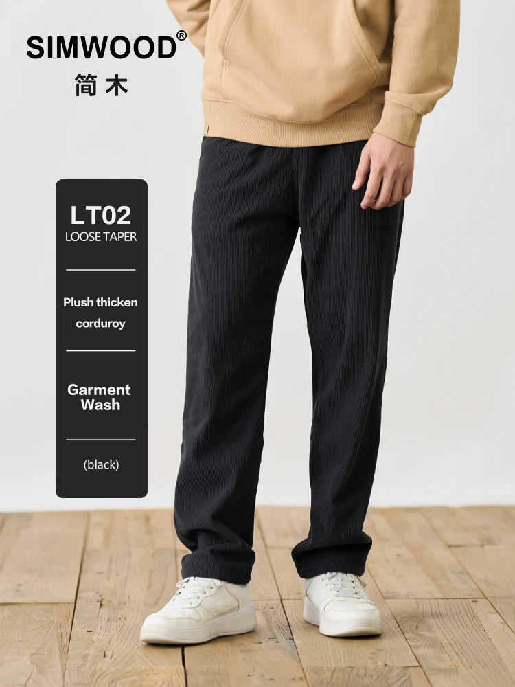 Comfy Jackets Loose Fit Warm Fleece Lining Corduroy Casual Pants - Plus Size Trousers