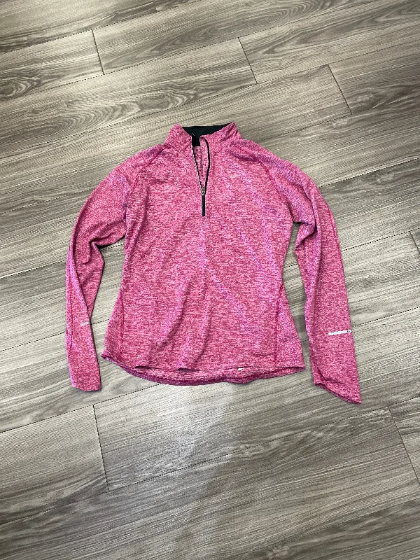 Athletic Top Long Sleeve Collar By Nike In Pink, Size: M