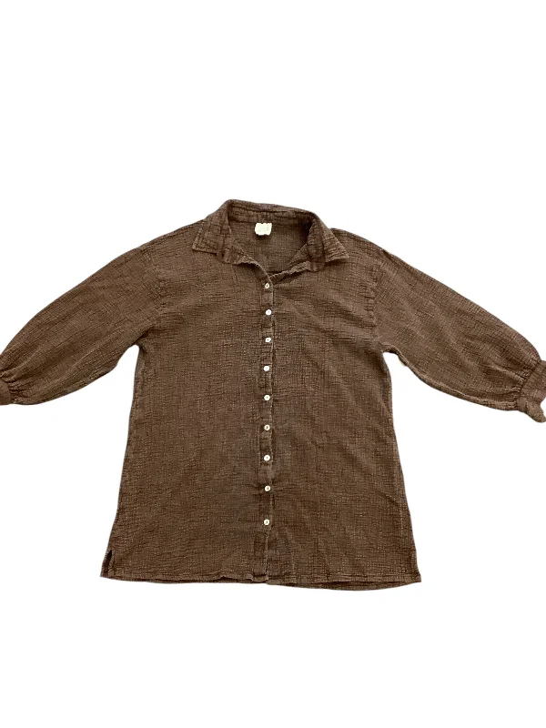 Modern Style Tunic Long Sleeve By Cmb In Brown, Size: L