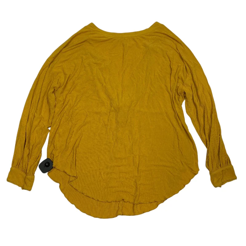 Sporty Look Top Long Sleeve By Free People In Yellow, Size: S
