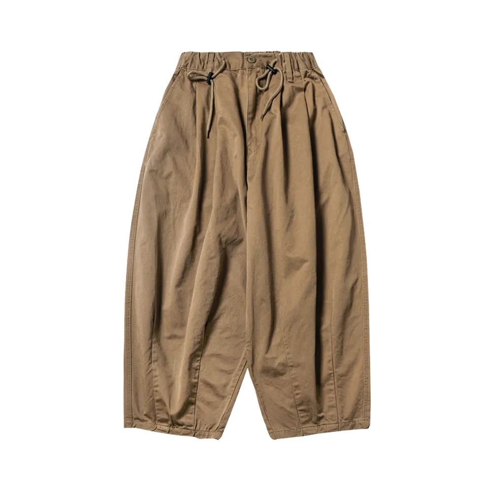 Soft Layers Solid Color Wide Leg Pants with Pleated Elastic Waist - Casual Trousers