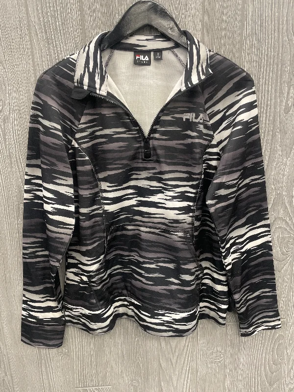 Comfortable Style Athletic Top Long Sleeve Collar By Fila In Animal Print, Size: M
