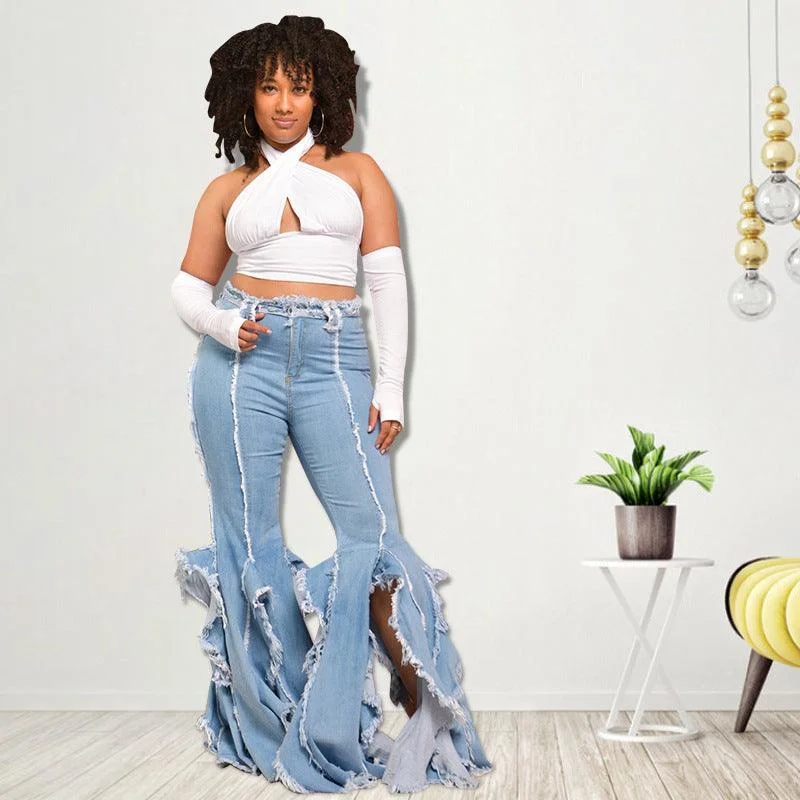 Everyday Outfits Sexy Ripped Holes Ordinary Washable Hollow Small Jeans