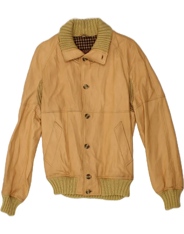 Urban Look BELFE Mens Leather Jacket UK 38 Medium Beige