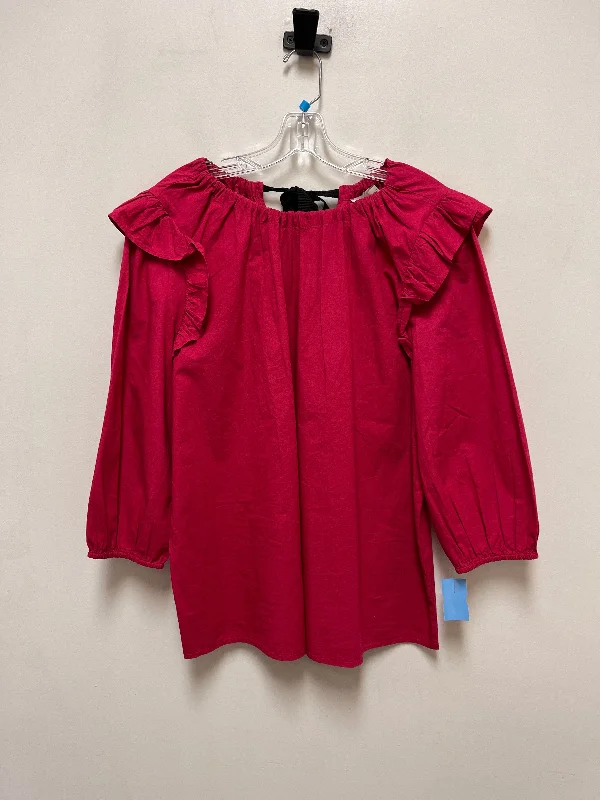 Sporty Wardrobe Top Long Sleeve By Loft In Pink, Size: L