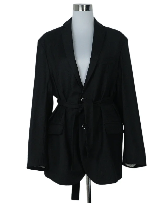 Cool Casuals Alter Black Wool & Silk Blazer w/ Belt