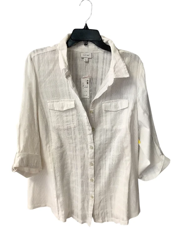 Comfortable Shirts Top 3/4 Sleeve By Avenue In White, Size: 2x