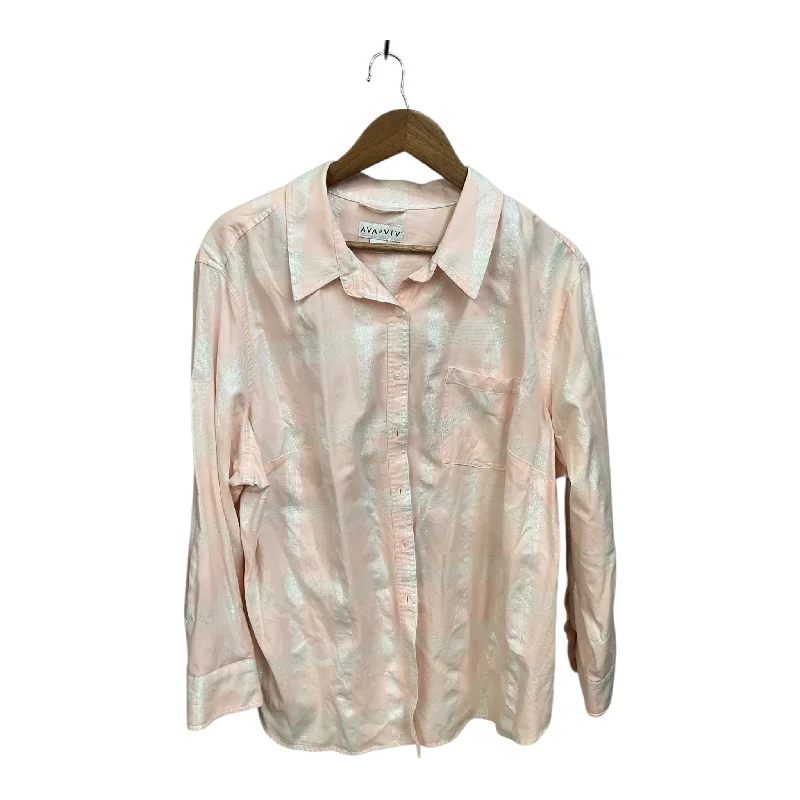 Trendy Apparel Top Long Sleeve By Ava & Viv In Pink, Size: 3x