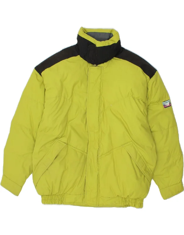 VINTAGE Mens Loose Fit Padded Jacket UK 38 Medium Yellow Colourblock