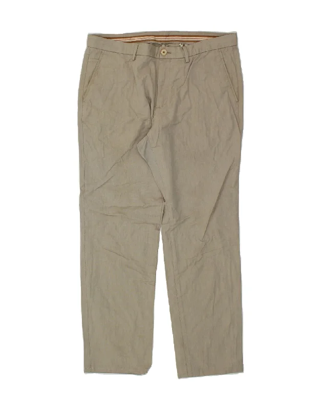 MASSIMO DUTTI Mens Straight Chino Trousers W32 L29 Beige