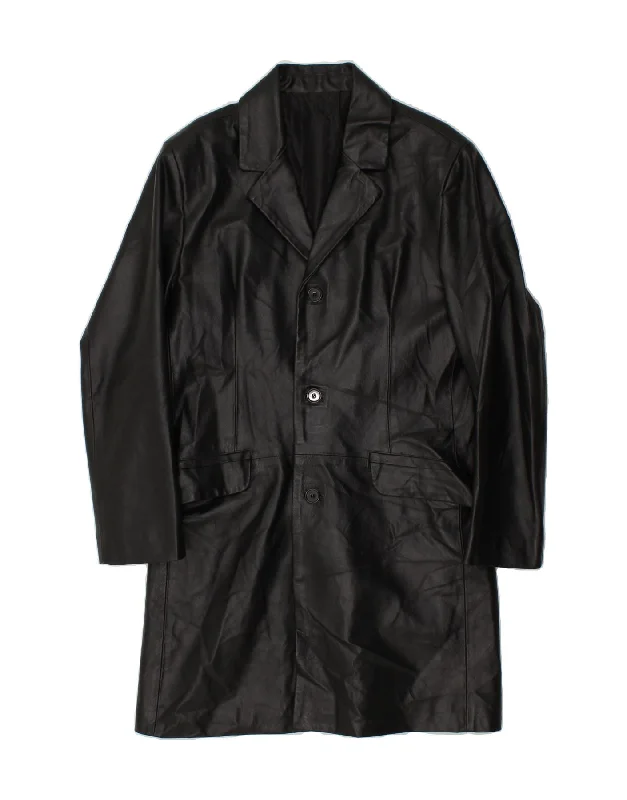 Smart Wear VINTAGE Mens Leather Coat IT 50 Large Black Leather