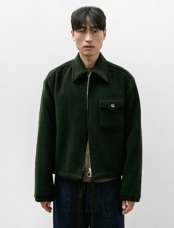 Casual Knitwear Shell Blouson Bottle Green Wool