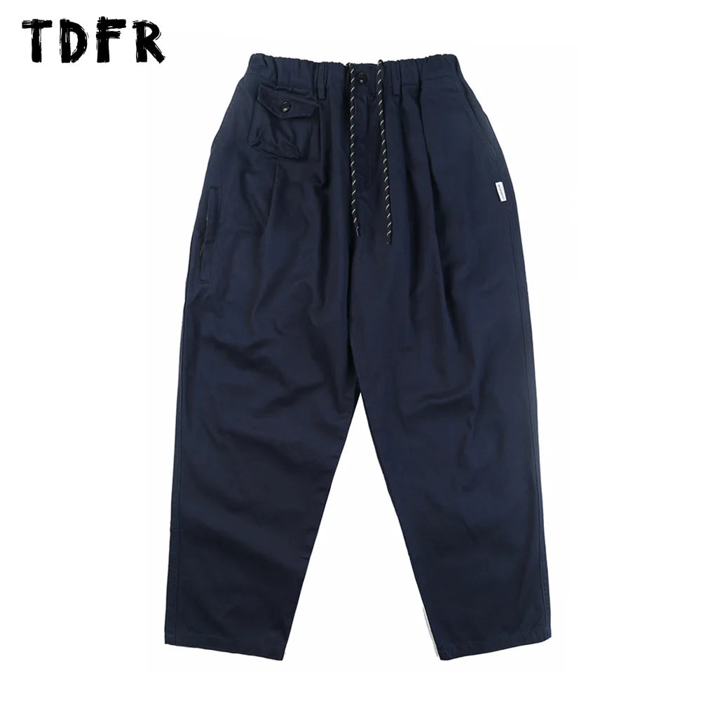 Retro Style Solid Color Cargo Pants with Zip Pocket - Casual Loose Wide Leg Trousers Retro Style Solid Color Cargo Pants with Zip Pocket - Casual Loose Wide Leg Trousers