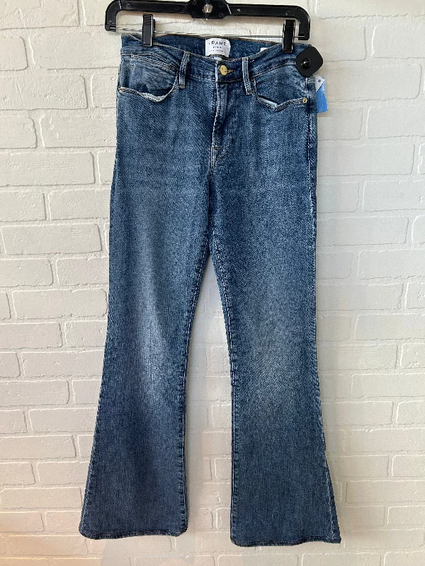 Casual Outfit Jeans Flared By Frame In Blue Denim, Size: 4