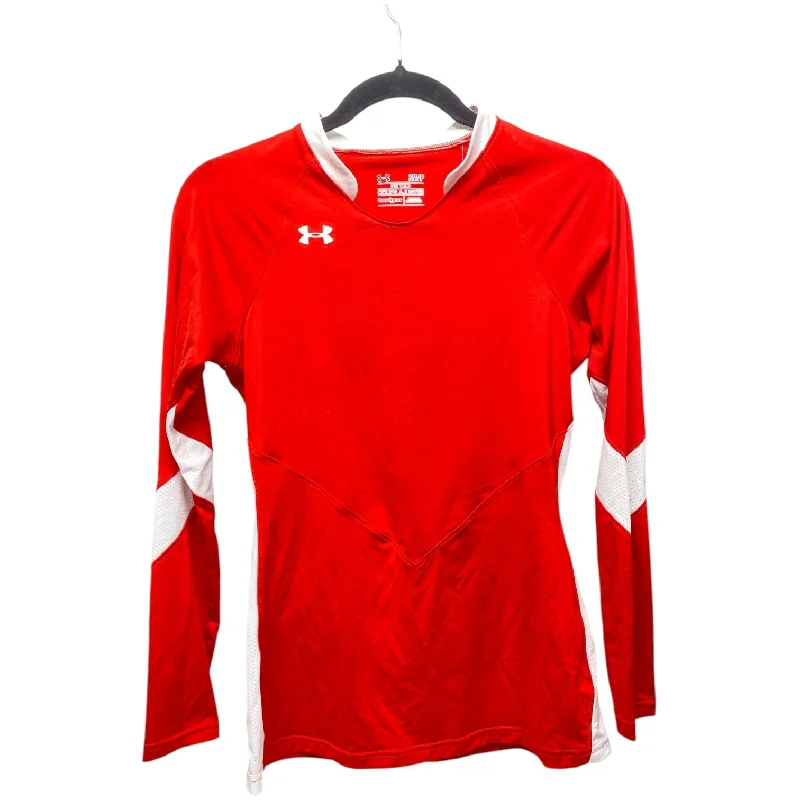 Streetwear Look Athletic Top Long Sleeve Collar By Under Armour In Red, Size: S