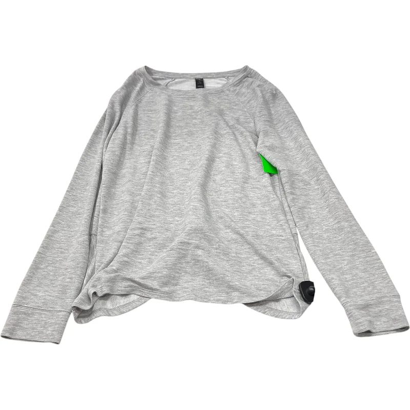 Luxury Comfort Athletic Top Long Sleeve Crewneck By Yogalicious In Grey, Size: M