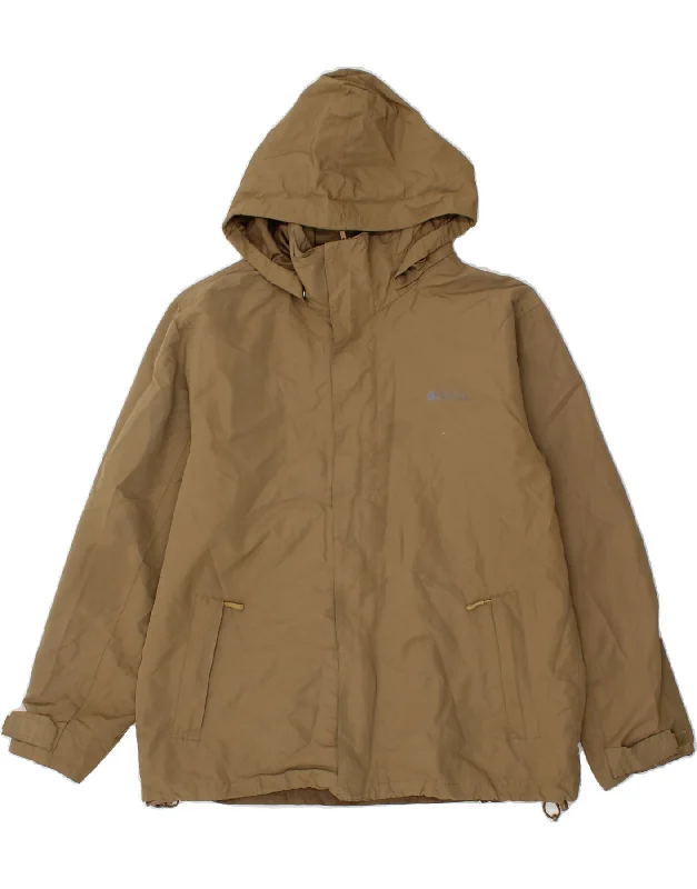 MOUNTAIN WAREHOUSE Mens Hooded Rain Jacket UK 40 Large Beige Polyester