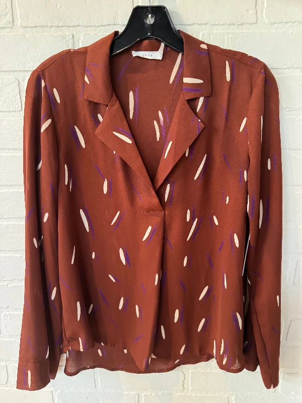 Outdoor Clothing Top Long Sleeve By Lush In Brown & Cream, Size: S