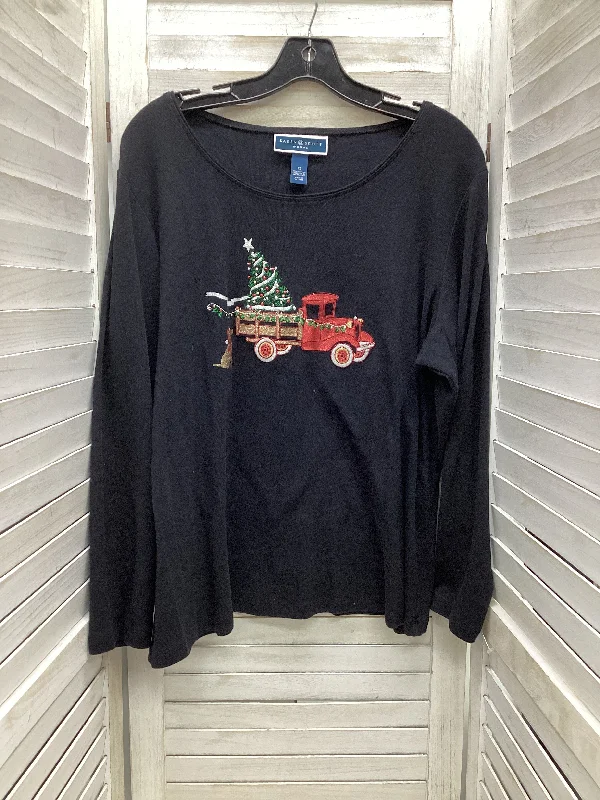 Soft Layers Top Long Sleeve By Karen Scott In Black, Size: 1x