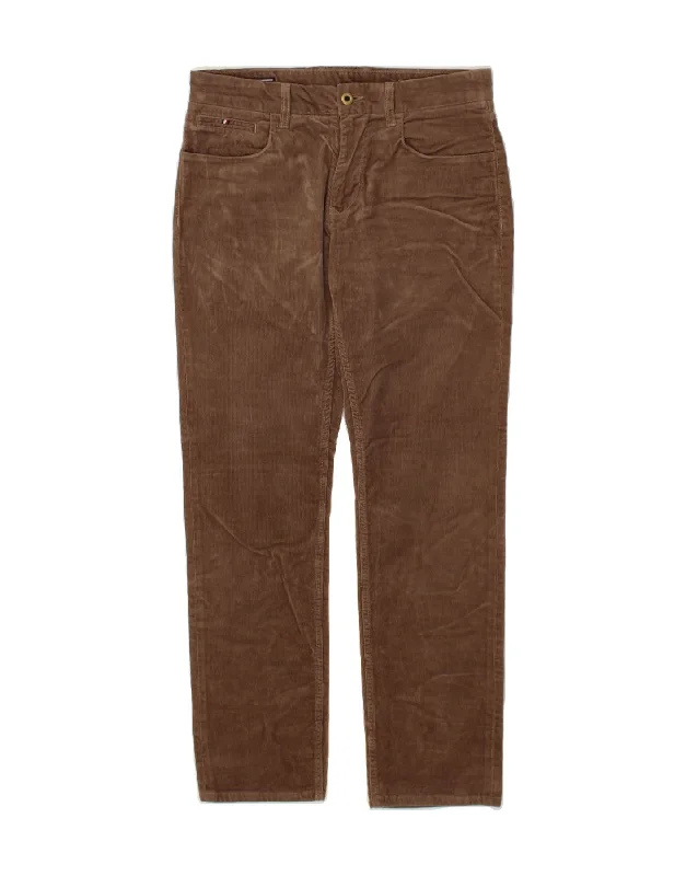 TOMMY HILFIGER Mens Straight Corduroy Trousers W32 L32 Brown Cotton