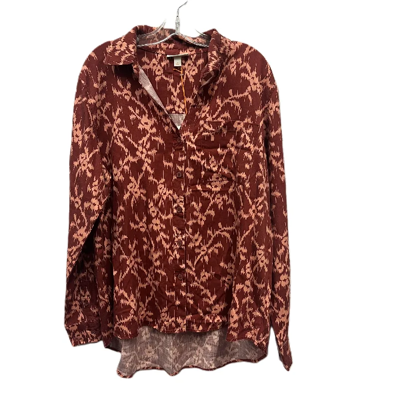 Urban Outfits Top Long Sleeve By Knox Rose In Orange, Size: Xl