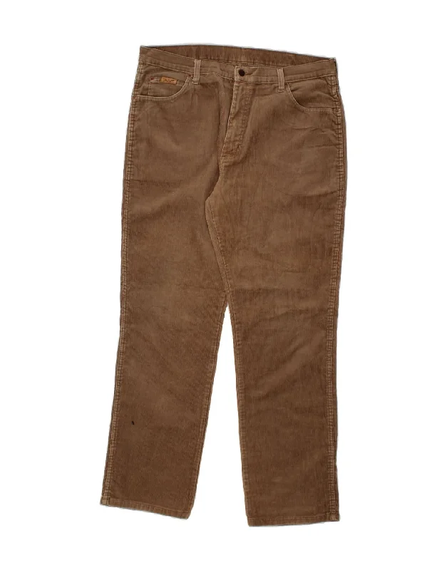 WRANGLER Mens Straight Corduroy Trousers W38 L32 Brown Cotton