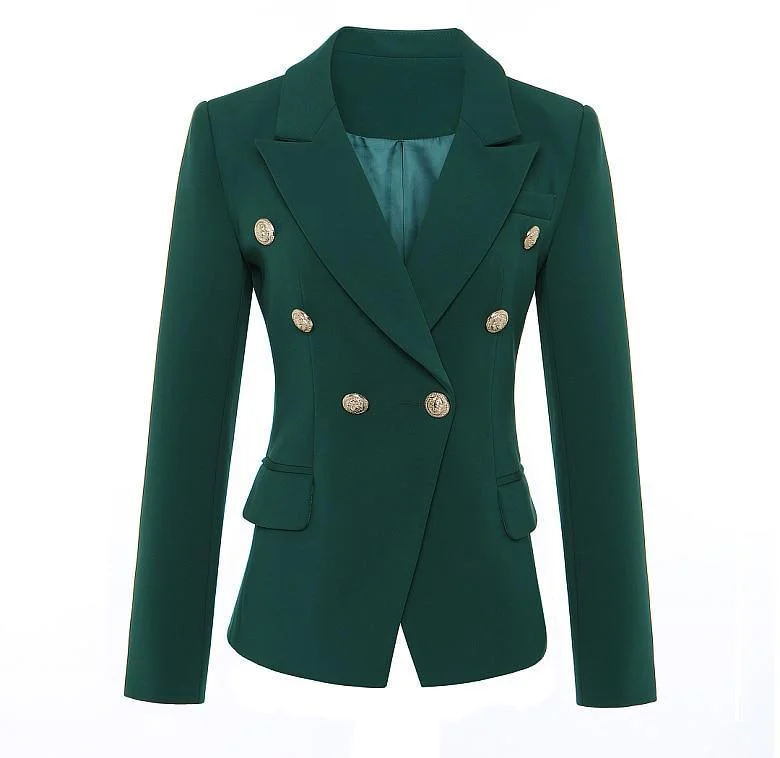 Soft Layers Dark Green Blazer Women - Casual - Plain-Solid