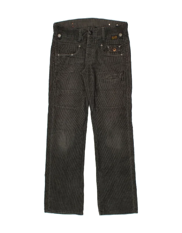 Retro Style G-STAR Mens Straight Corduroy Trousers W33 L34 Grey Polyester