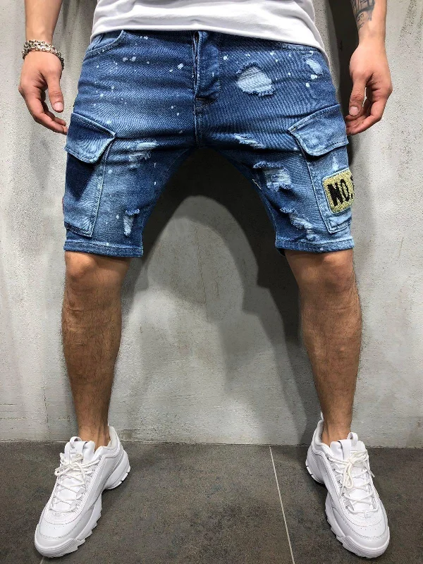 Weekend Outfits Men's New Distressed Side Pocket Denim Shorts
