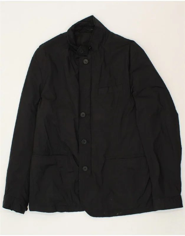 MASSIMO DUTTI Mens Overcoat UK 40 Large Black Polyamide