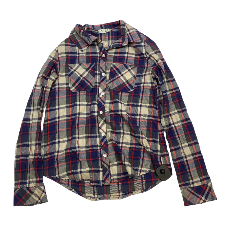 Relaxed Wear Top Long Sleeve By Bp In Plaid Pattern, Size: Xs
