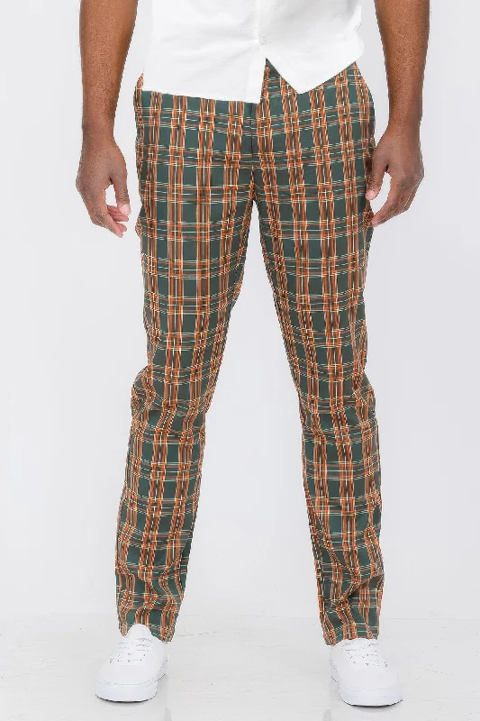 Men Plaid Trouser Pants