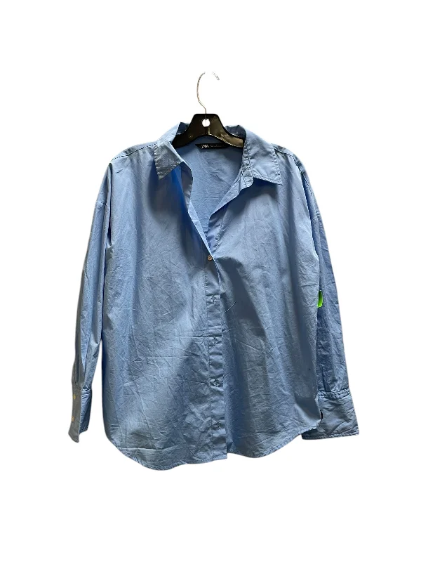 Outdoor Clothing Top Long Sleeve By Zara In Blue, Size: M