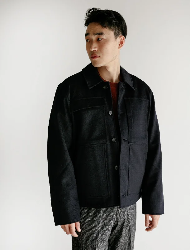 Relaxed Wear Booth Jacket Melton Wool Navy