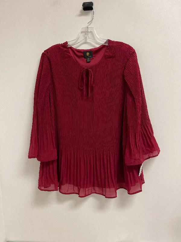 Top Long Sleeve By Jm Collections In Red, Size: Xl